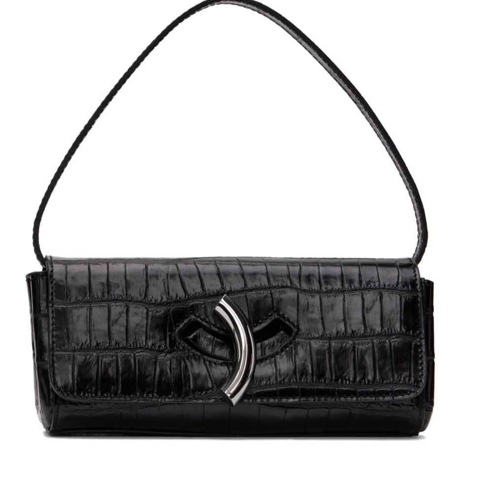Little Liffner Maccheroni Bag Croc Embossed Dark Brown